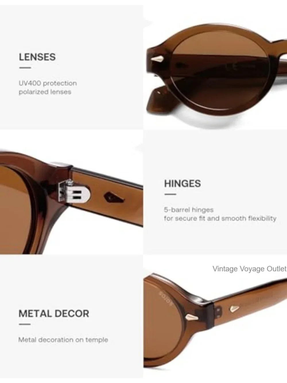 Retro Oval Polarized Sunglasses UV400 Protection for Women Men